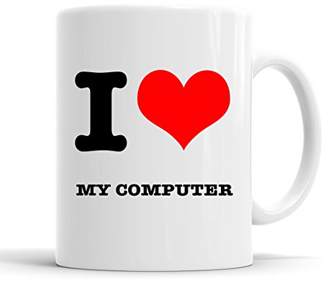 Personalised Customised I Love My Computer Funny I Heart Mug Cup Custom Message