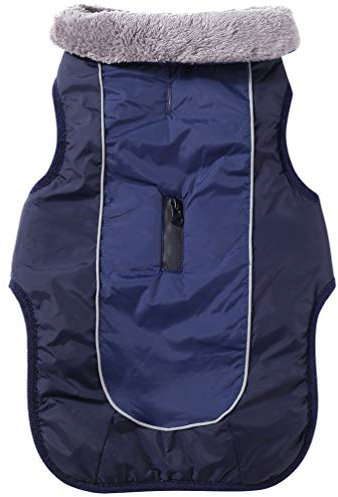 JoyDaog Fleecehalsband Hundemäntel für große Hunde, wasserdichte warme Baumwoll-Hundejacke für kalte Winter, Blau XXL