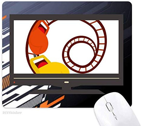 Roller Coaster Amusement Park Illustration Computer Non-Slip Rubber Mousepad Game Office