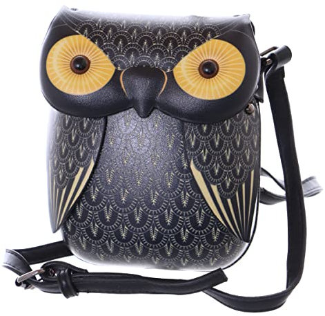 Kawaii-Story LB-6048-3 Schwarz Eule Vogel Hartschale Vintage Damen Umhänge Tasche