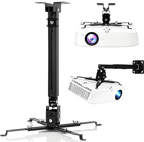 DAWASAPAT 3-in-1 Projector Mount Wall/Ceiling Projection Bracket, Universal Height Adjustable Hanging Mount Bracket Holder with Extension Pole for Home and Office Projector