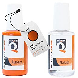 uniQum Autolack Stift + Klarlack im Vorteilsset für BMW VALENCIA ORANGE WB44 Autolack Reparatur 2 x 30 ml