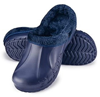 ESTRO Zapatillas Casa Hombre Invierno - Zapatillas Cross Mujer Zuecos Hombre Invierno Zuecos con Forro Mujer A12 (45, Azul Oscuro)
