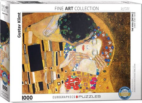 Gustav Klimt - Der Kuss - Detail - 1000 Teile Puzzle im Format 68x48 cm + Puzzle Alu Rahmen für 1000er