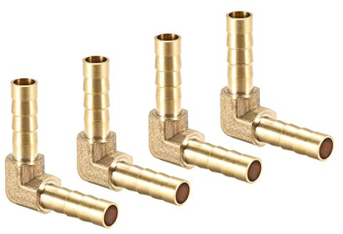 PATIKIL 4 Pezzi Gomito Tubo Tubatura Connettore Attacco 6mm Raccordo Ottone Flessibile 90 Gradi Barb Ottone Flessibile Raccordo per Aria Acqua Olio Gas Carburante