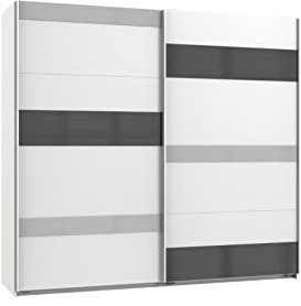 möbelando Schwebetürenschrank >Monaco< (BxH: 225x210 cm) Weiss/GRAU