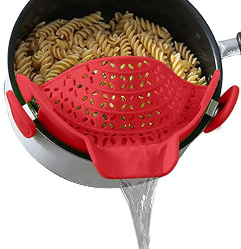 Passoire À Clipser en Silicone, Filtre Égouttoir Mains Libres Résistant À La Chaleur, Égouttoir À Pâtes pour Passoire Et Tamis À Clipser sur Bols, Casseroles Et Poêles