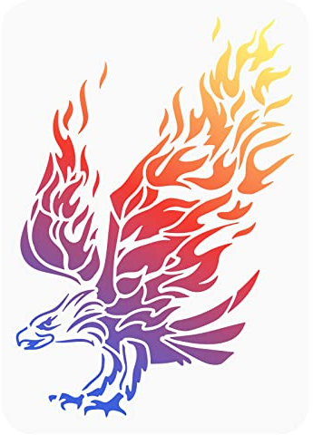 FINGERINSPIRE Adler Schablone 29.7x21 cm Kunststoff Feuer Adler Muster Schablone, Vogel, Tiere, Wildtiere, Wandschablonen, Wiederverwendbare Adler Schablonen Für Heimdekoration Zum Unabhängigkeitstag
