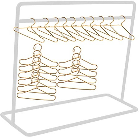 KOMBIUDA 1 Satz Kleiderbügel Holzmöbel Puppenkleiderhalter Puppenhaus Kleiderständer Puppenkleidung Puppenaufhänger Puppenregal Für Kleidung Puppenhaus- Eisen Weiß Mini Spielzeugzimmer