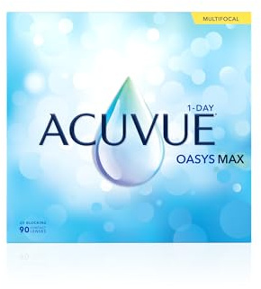ACUVUE OASYS MAX 1-Day MULTIFOCAL Tageskontaktlinsen – 90 Gleitsichtlinsen für den Nah-, Zwischen- und Fernbereich – Tageskontaktlinsen mit +1.25 dpt und BC 8.4 – UV Schutz & angenehmes Tragegefühl