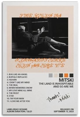 ceok Mitski Poster The Land Is Inhospitable And So Are We New Musikalbum Cover Poster Wandkunst Dekor Druck Bild Gemälde für Wohnzimmer Schlafzimmer Dekoration 30 x 45 cm ungerahmt