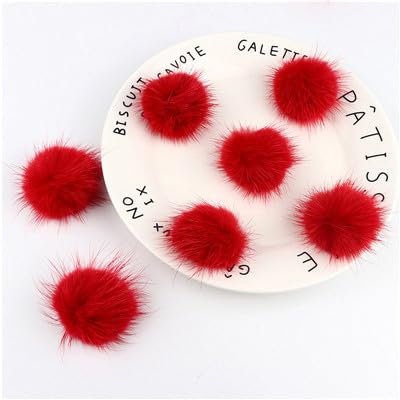 40 mm, 5 Pompon-Bälle, geeignet für Bastelbedarf (Farbe: rot)