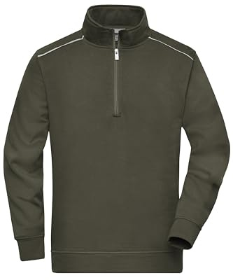 James & Nicholson Workwear Sweatshirt Halfzip - Praktischer Zip-Sweat aus robustem Materialmix