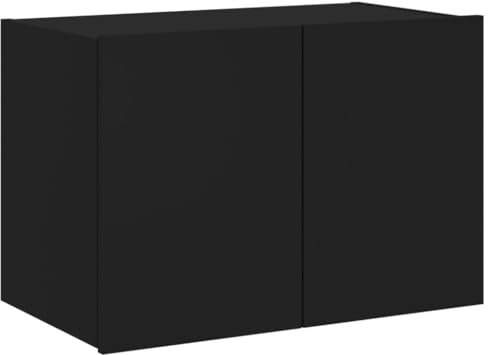 vidaXL Meuble TV Mural avec Lumières LED, Armoire de Télévision Suspendue avec Rangement, Meuble Télé Flottant Salon, Moderne, Noir Bois d'Ingénierie