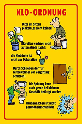 Ontrada Blechschild 30x40cm gewölbt Klo Ordnung WC Toilette Regeln Deko Geschenk Schild