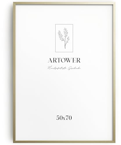 Artower® Bilderrahmen für 50 x 70 cm Natur Hell Holz Dünner Rahmen | Posterrahmen Groß für Collage | Picture Frame Light Wood 50x70cm | Holzrahmen Holz-Bilderrahmen | Holzbilderrahmen Poster