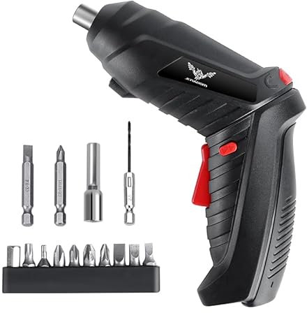 JENABOM Mini tournevis électrique 12 en 1 - Sans fil - Rechargeable - 3,6 V Li-Ion 3,5 N.m - Couple maximal - Perceuse-visseuse rotative électrique pour murs de perçage, bois, plastique