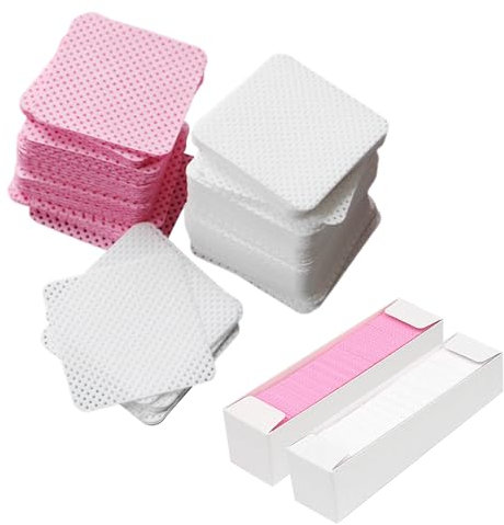 Vueinrg 1000 Stück Zelletten für Gelnägel Nageltücher Fusselfreie Zelletten Nägel Wischtücher Nagellackentferner Wattepads Lint Free Nail Wipes Zelettenrolle für Nägel (Rosa + Weiß)