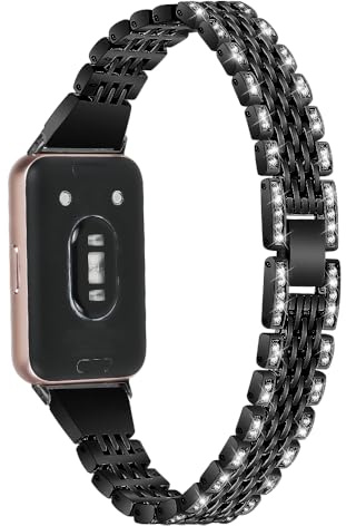 Dressy - Pulsera compatible con Samsung Galaxy Fit 3 SM-R390, correa de acero inoxidable Dressy de metal con brillantes, 5.0-8.0 (Handgelenk)