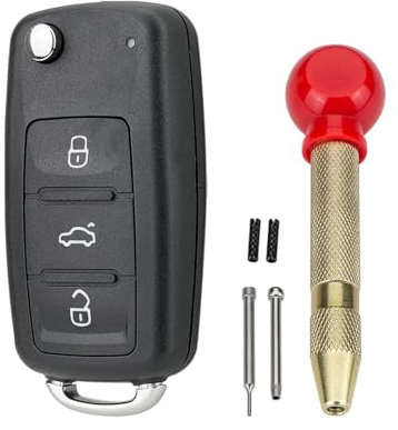 GZXNKEY Für Neue 3-Tasten-Auto Fernbedienungsgehäuse -Etui für VW Golf MK6 Transporter T6 Tiguan Käfer Caddy Polo Skoda Octavia Schlüsselgehäuse mit Schlüsseleinsatz-Ausbauwerkzeug