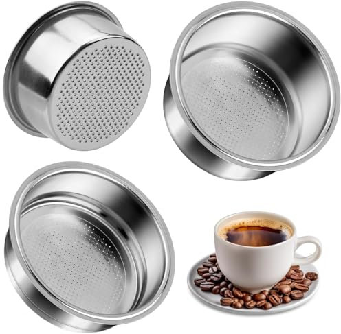 2 pcs Filtro de Café de Acero Inoxidable, Filtros Cafetera ,Canasta de Filtro Expreso de 1 y 2 Tazas, Canasta de Filtro Presurizado de Doble Capa de 51 mm Compatible La Mayoría de Cafeteras