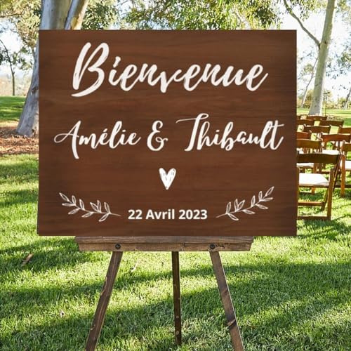 Personalisierte Hochzeits-Vinylaufkleber, Willkommensschild Hochzeit-Spiegeltafel-Aufkleber, Bienvenidos A Nuestra Boda-Schild, Individuelle Party-Aufkleber Aus Vinyl, Personalisierter Rustikaler, (C