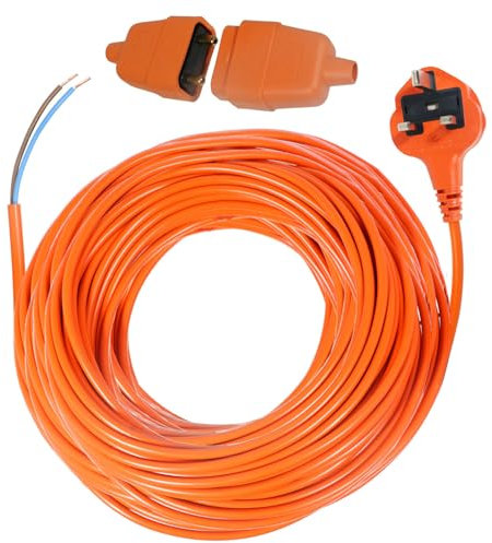 Spares2go 20 Metre Cable & Lead Plug Repair Extension + 2 Core Pin Coupler Connector Socket compatible with MacAllister Lawnmowers, Strimmers, Trimmers, Hedge Cutters (20m)