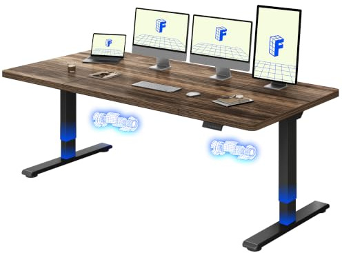 FLEXISPOT Bureau Assis Debout 200x80 Double Moteur, Bureau Électrique | Système Anti-collision, 72-121cm, Bureau Électrique avec Fonction Mémoire, garantie 5 ans, Plateau Marron+Noir