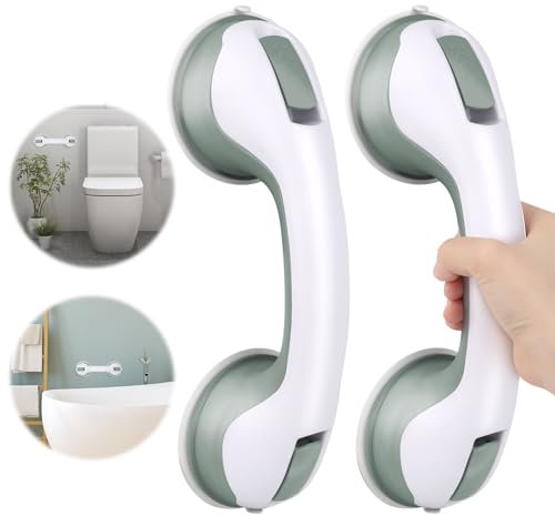 TNOMSNO 2 Piezas Agarraderas Baño para Mayores, Agarraderas de Baño con Ventosa Asidero de Baño Con Ventosa, No Es Necesario Taladrar, Agarradera de Baño para Ancianos, Discapacitados