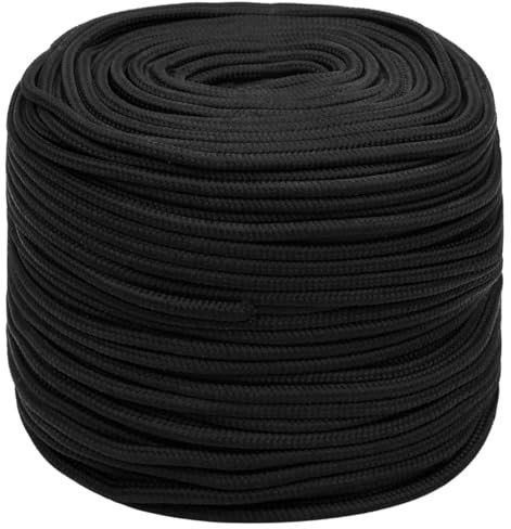 Tidyard Boat Rope Full Black 8 mm 100 m Polypropylene Sailing Cord Hardware Hardware Accessories Chain, Wire & Rope