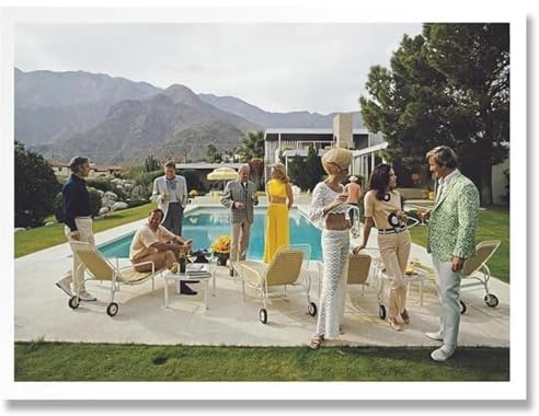 Slim Aarons Wandkunst Poolside Glamour:Leinwandmalerei Slim Aarons Prints Moderne Fotografie Poster für Heimtextilien Bilder 90x60cm Kein Rahmen