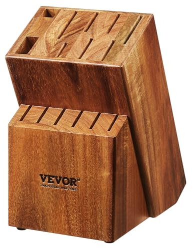 VEVOR Messerblock ohne Messer, 15-teilig, 18 x 13 x 22 cm Holzblock für Kochmesser, Messerhalter Universal Schräges Design