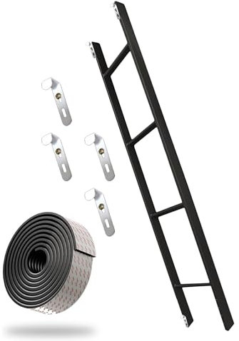 GODFSAHG Bunk Bed Ladder, Bunk Ladder, Safety Bunk Ladder Bunk Bed Ladder Adjustable Step Ladder With Hooks And Pedal Pads Metal Boarding Ladder(1.4m 4.6ft 55in)