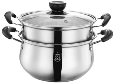 Cabilock Olla Para Estofado y Vaporera De Acero Inoxidable Con Doble Mango Vaporera Reutilizable Multifuncional Para Cocinar Verduras Pescado y Alimentos Al Vapor Cocina Doméstica