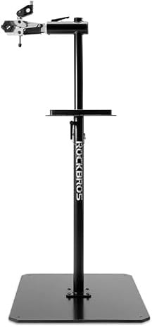 ROCKBROS Fahrradmontageständer aus Kohlenstoffstahl, 360°drehbares Spannfutter aus Alu Reparaturständer mit Werkzeugablage, bis 50 kg Tragfähigkeit 90-160cm höhenverstellbar Montageständer E-Bike