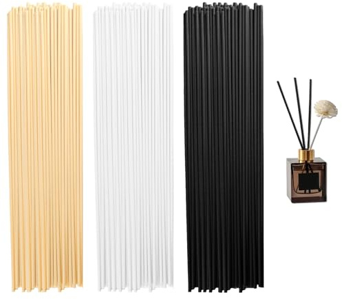 120 Pcs Reed Diffuser Sticks 30cm, Long Natural Wood Rattan-Refill | Diffuser Reeds Sticks Black White Natural Color,Oil Aroma Diffusers,Thick Fragrance Sticks Diffuser Refills ReplacementSticks