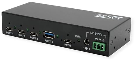 EXSYS EX-12293HMS 4 Port USB 3.2 Metall HUB 3X C- und 1x A-Anschlüsse