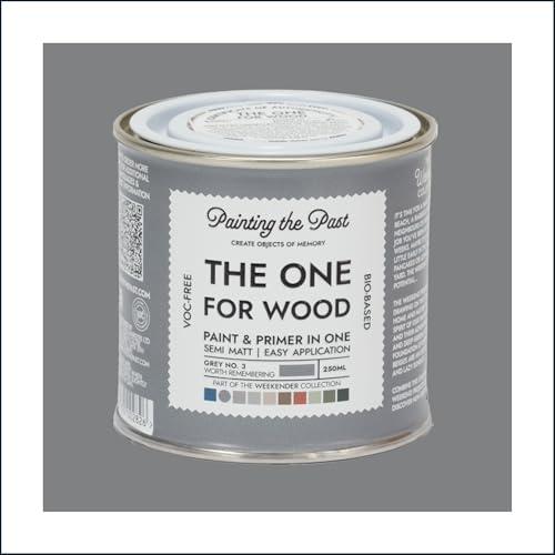 The One for Wood Paint & Primer 250ml Grey No. 3 Worth Remembering | Semi Matt Finish, Bio-Based & VOC-Free Formula for Wooden Furniture & Surfaces | Durable & Easy Indoor Home Decorating