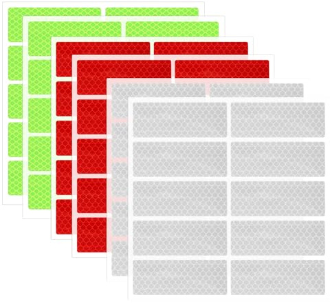 Cobee 60 Pcs Reflection Reflective Stickers, 1.18 X 3.15 Waterproof Self-Adhesive Safety Stickers, Reflective Tape For Clothing Cars Trailer Truck Bike Motorcycle Helmet