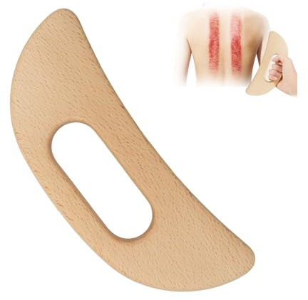 FloraVigo Gua Sha Massagegerät aus Holz, Dieses Schabe- und Massagegerät eignet sich für Rücken, Nacken, Beine und Gesicht, fördert den Lymphabfluss und besteht aus natürlichen Materialien