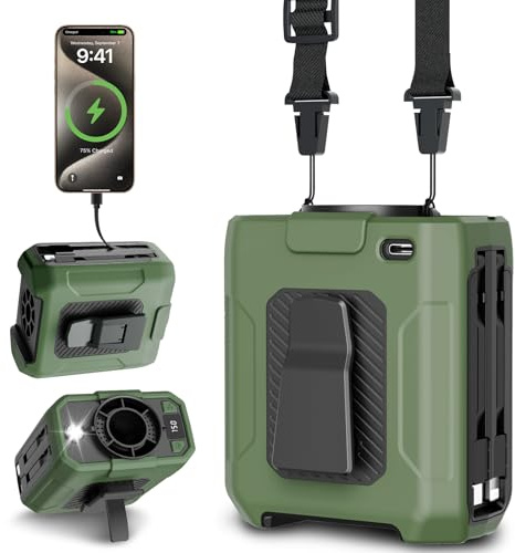 Uplayteck ventilatore portatile, 10000mAh con Autonomia di 35H, 5 Velocità