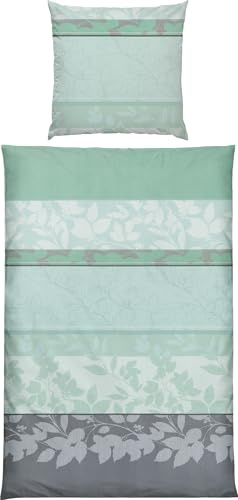 REDBEST Bettwäsche Single-Jersey Mint-grau Größe 1x 135x200 cm + 1x 80x80 cm