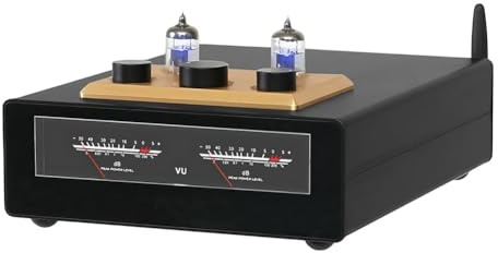 Htuteyy Amplificador de Válvulas D325J Pro HiFi TPA3255 de Audiófilo con Bluetooth 6J1, 300 W + 300 W, con Medidor VU.