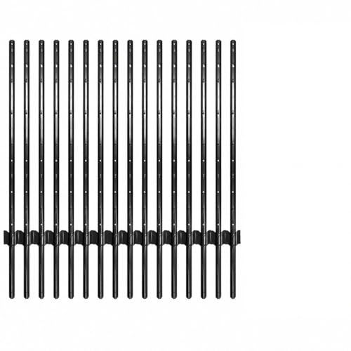 Heavy Duty Metal U-Channel Fence Posts – 15 Pack, Anchor Plates, No Dig, Rust Resistant Steel Stakes for Outdoor Wire Mesh, Farm, Lawn, Black, 6 Feet (182.9 cm)