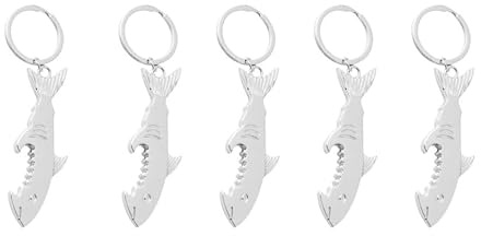 Operitacx 5 Pièces Porte-clés Décoration Pratique Ouvre-bouteille Argenté en Alliage de Zinc Design Requin Unique et Porte-clés Stylé pour Présent Homme et Femme