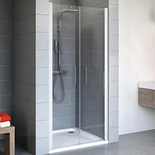 Schulte EP322004 01 500 Duschkabine Alexa Style 2.0 Pendeltür Nische, 80 x 192 cm, 5 mm Sicherheitsglas Klar hell fixil beschichtet, alunatur, Montage auf Duschwanne oder Fliese