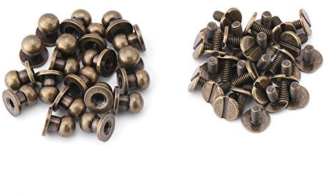Walfront 20 Pcs Uas Redondas de Cobre,Hebilla de Remache, Clavos de Botn de Latn,Accesorios de Cuero de Bricolaje,Bronce 8 * 6 mm