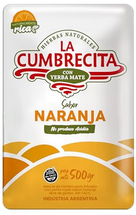 La Cumbrecita Yerba Mate - Té de sabor naranja con mezcla de hierbas- 500g