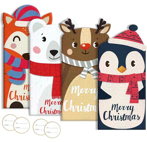 Lot de 72 cartes cadeau de Noël avec motifs holographiques, 24 cartes, 24 enveloppes, 24 autocollants