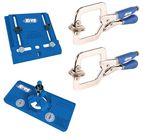 KREG Schrankbau-Set mit Cabinet Hardware Jig (KHI-PULL) + Concealed Hinge Jig (KHI-HINGE) + 2 x Schnellspannzwingen (KHC-PREMIUM)